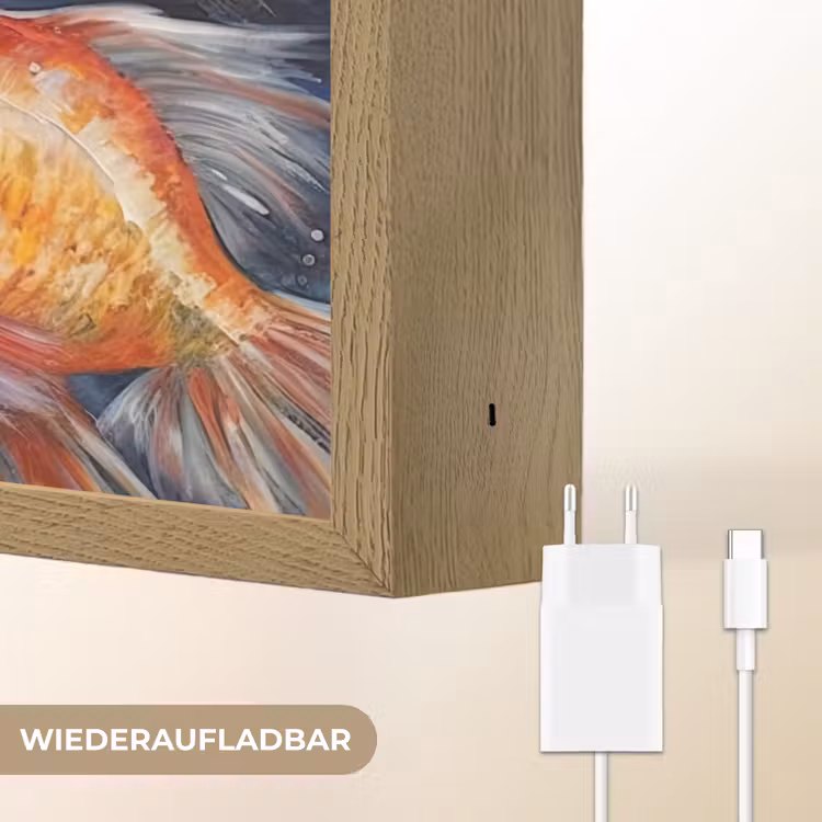 Vissen - Water - Dieren - Kunst - Olieverf Light Box met batterij (Wandlamp) middel -USP_websiteoplaadbaarDE