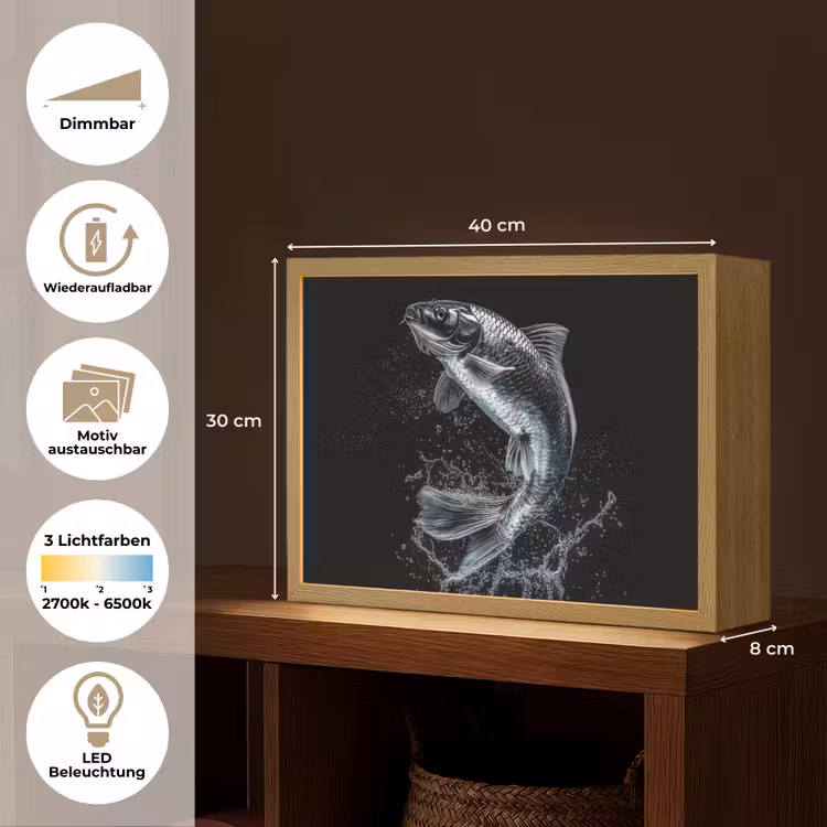 Vis - Koi - Zwart - Water Light Box met batterij (Wandlamp) middel -USP_websiteoverzichtDE