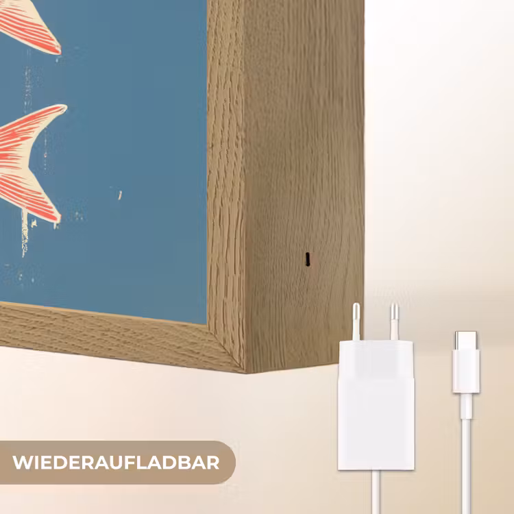 Vissen - Rood - Blauw Light Box met batterij (Wandlamp) middel -USP_websiteoplaadbaarDE
