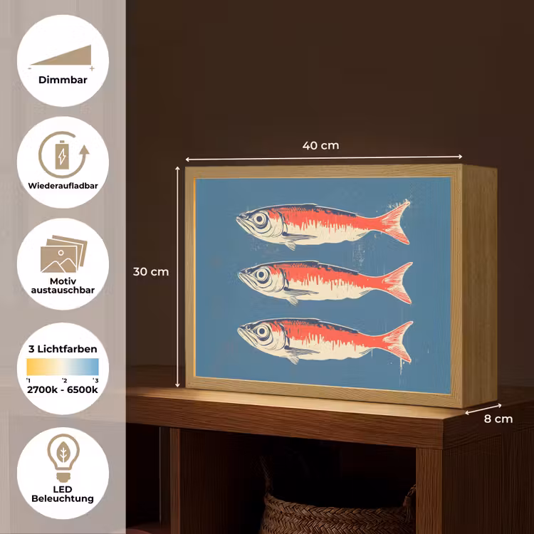 Vissen - Rood - Blauw Light Box met batterij (Wandlamp) middel -USP_websiteoverzichtDE