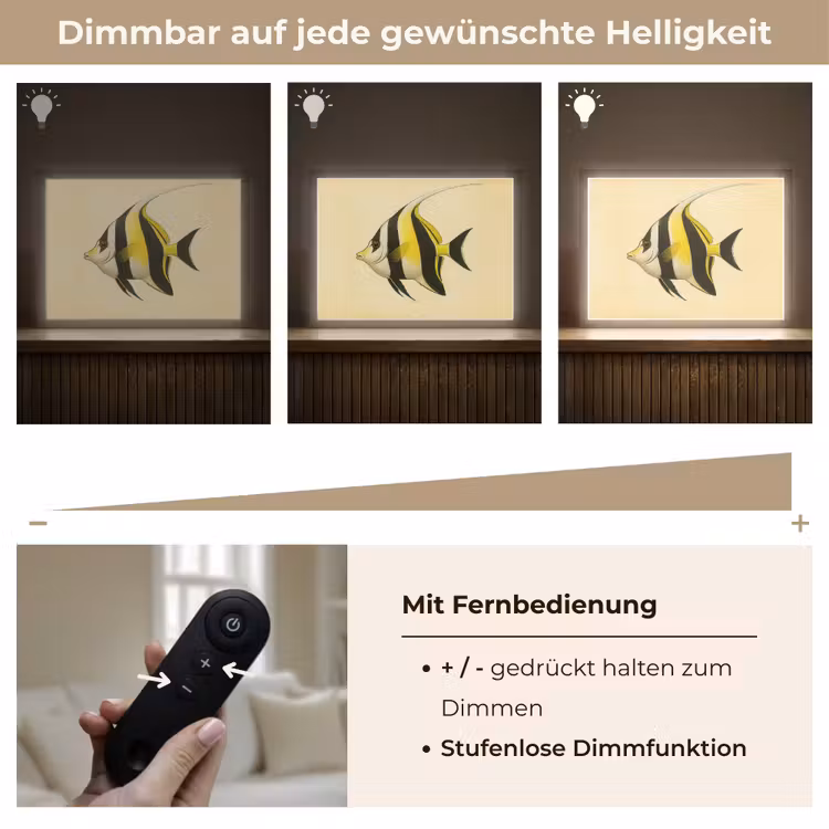 Vis - Sierlijk - Rugvin - Geel Light Box met batterij (Wandlamp) middel -USP_dimbaarDE