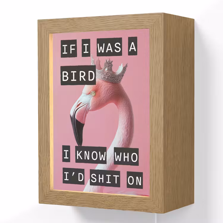 Flamingo - Roze - Vogel - Decoratie Light Box met kabel (Wandlamp) klein -3d