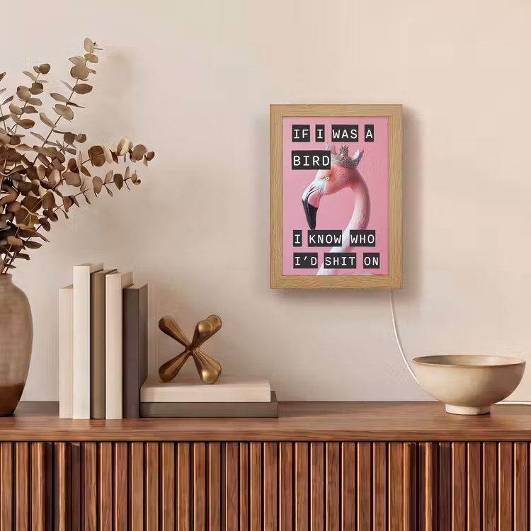 Flamingo - Roze - Vogel - Decoratie Light Box met kabel (Wandlamp) klein -sfeer2