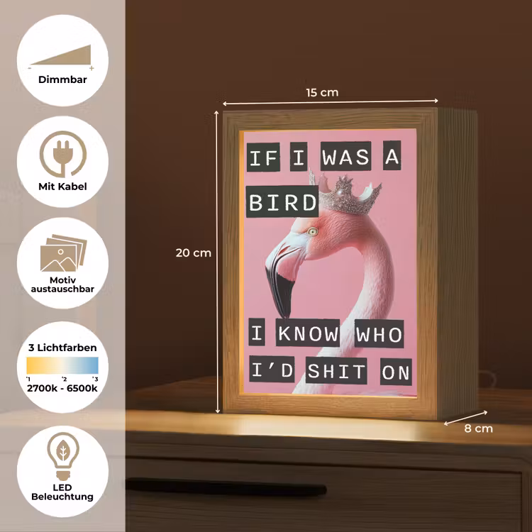 Flamingo - Roze - Vogel - Decoratie Light Box met kabel (Wandlamp) klein -USP_websiteoverzichtDE