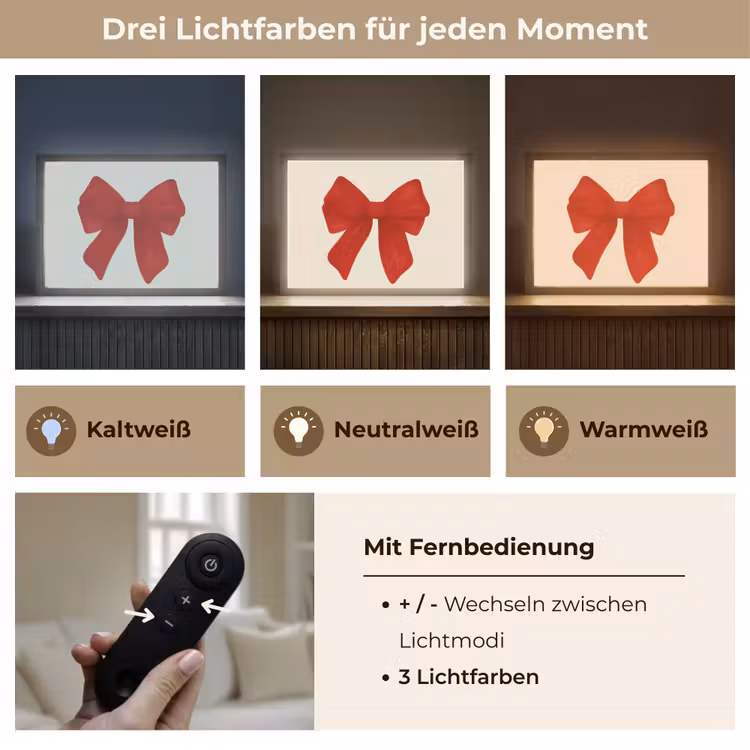 Strik - Symmetrisch - Rood - Lint Light Box met batterij (Wandlamp) middel -USP_lichtkleurDE