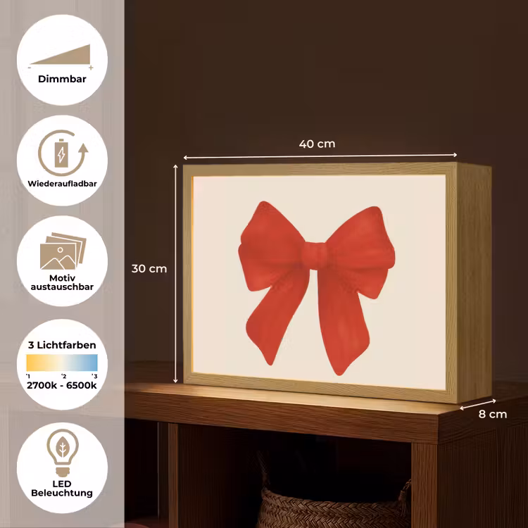 Strik - Symmetrisch - Rood - Lint Light Box met batterij (Wandlamp) middel -USP_websiteoverzichtDE