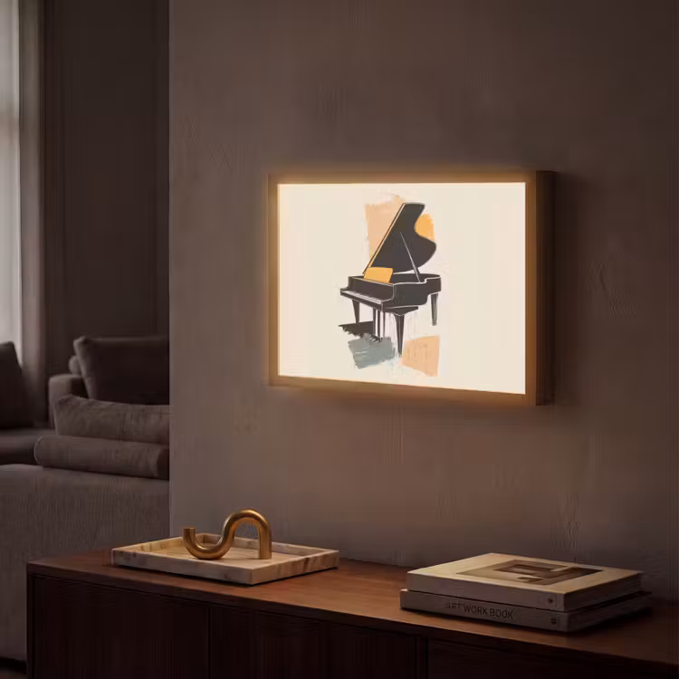 Vleugel - Zwart - Abstract - Illustratie Light Box met batterij (Wandlamp) middel -sfeer1