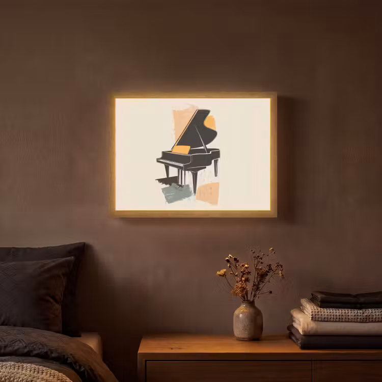 Vleugel - Zwart - Abstract - Illustratie Light Box met batterij (Wandlamp) middel -sfeer4