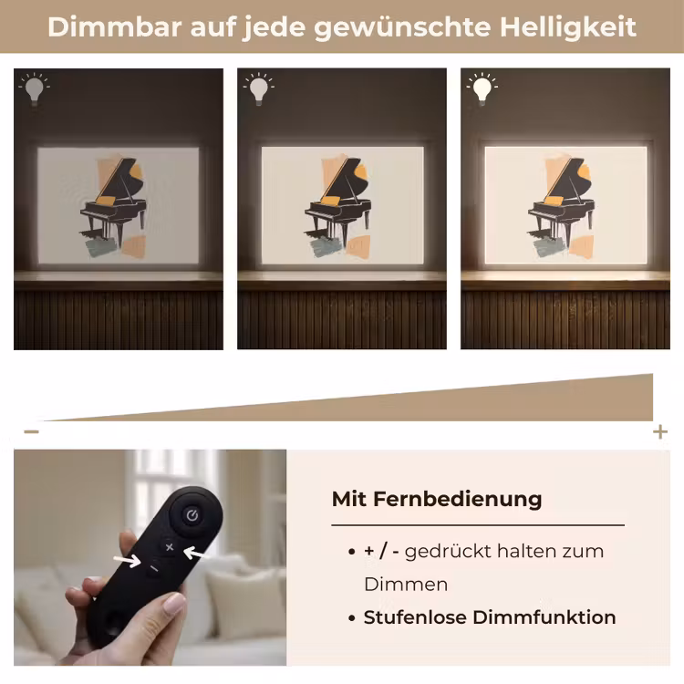 Vleugel - Zwart - Abstract - Illustratie Light Box met batterij (Wandlamp) middel -USP_dimbaarDE