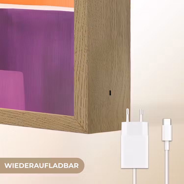 Vlakken - Abstract - Rechthoekig - Oranje Light Box met batterij (Wandlamp) middel -USP_websiteoplaadbaarDE