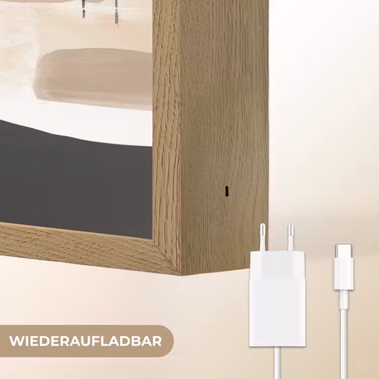 Vlakken - Abstract - Zwart - Strepen Light Box met batterij (Wandlamp) middel -USP_websiteoplaadbaarDE