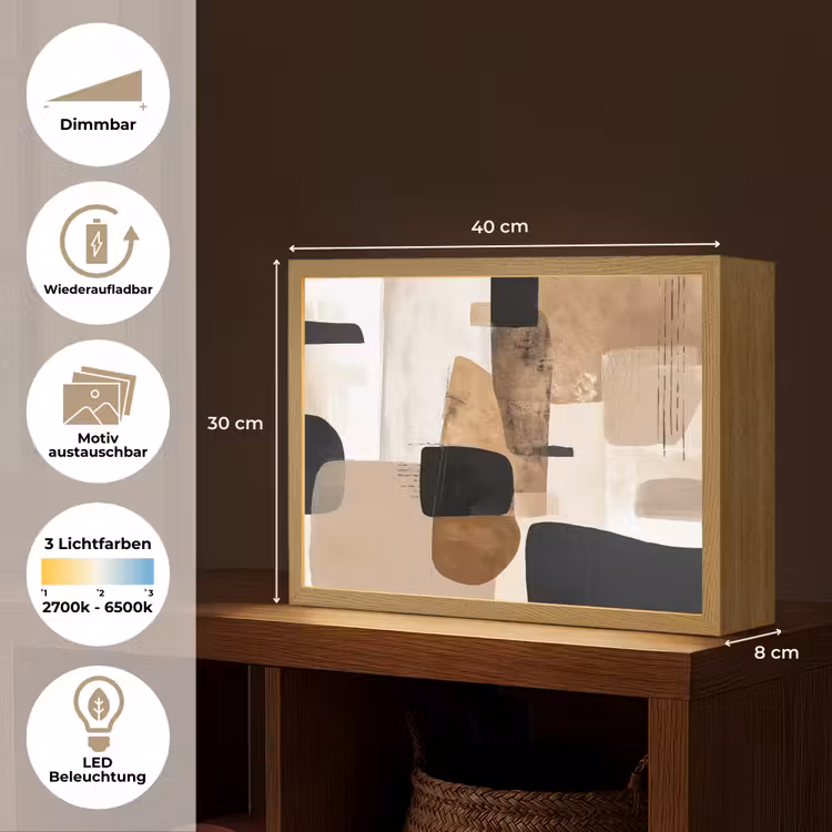 Vlakken - Abstract - Zwart - Strepen Light Box met batterij (Wandlamp) middel -USP_websiteoverzichtDE