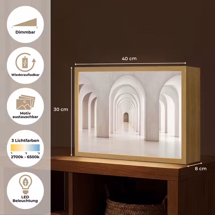 Hal - Bogen - Symmetrisch - Modern Light Box met batterij (Wandlamp) middel -USP_websiteoverzichtDE