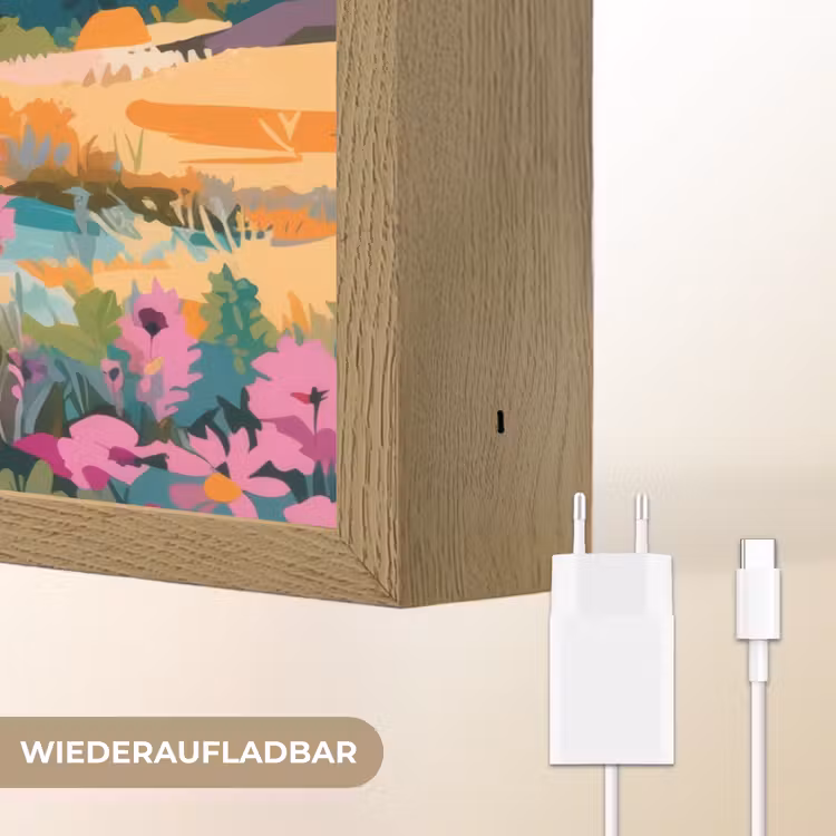 Rivier - Vallei vol bloemen - Levendig Light Box met batterij (Wandlamp) middel -USP_websiteoplaadbaarDE