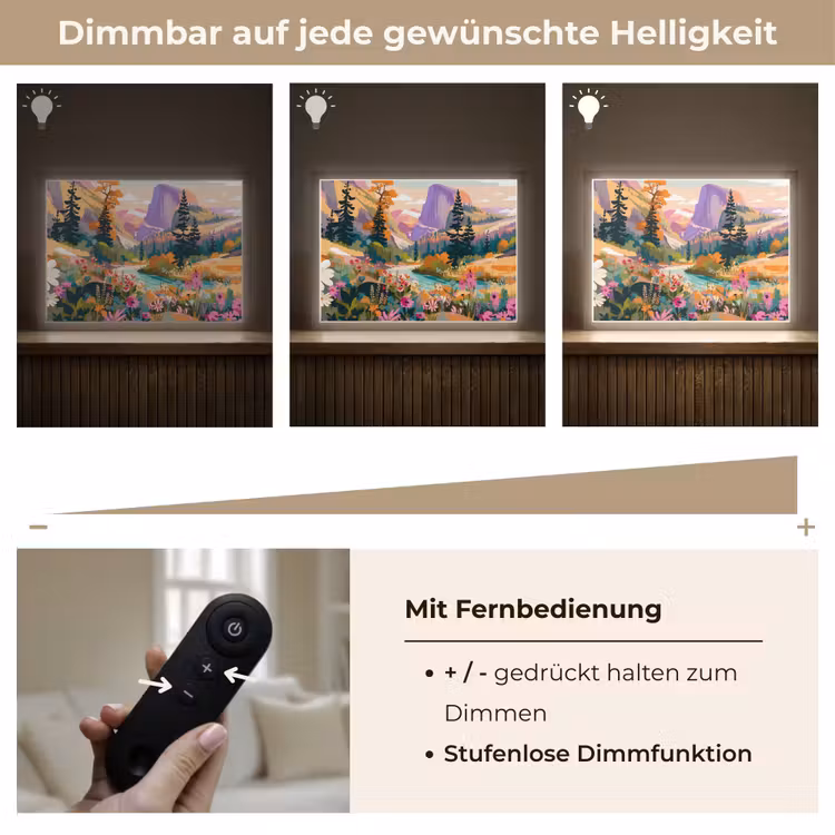 Rivier - Vallei vol bloemen - Levendig Light Box met batterij (Wandlamp) middel -USP_dimbaarDE