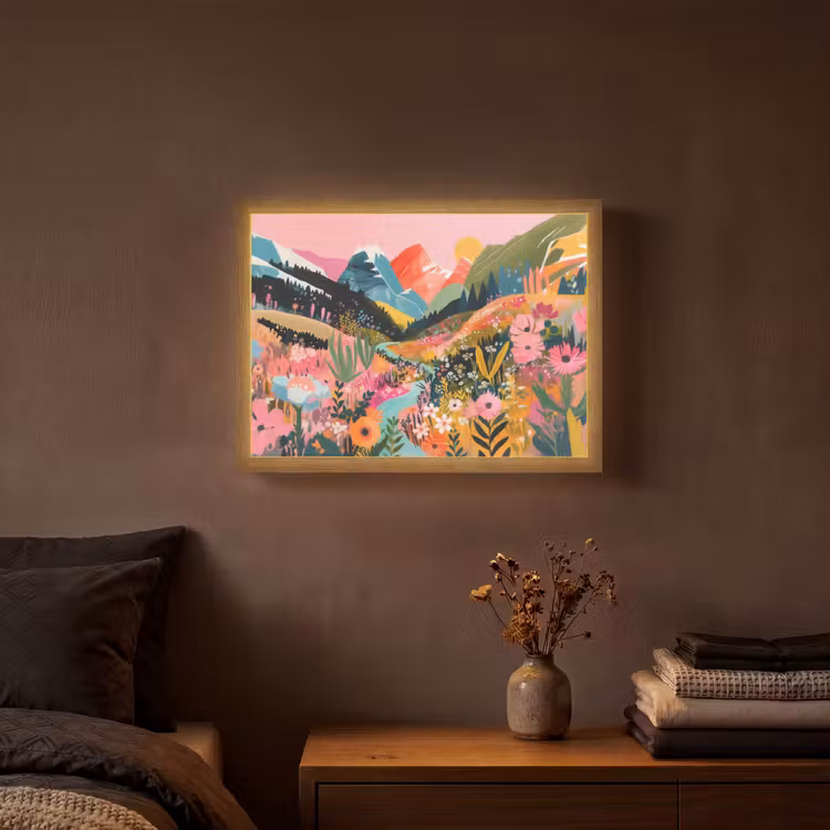 Rivier - Diepte - Bloemen Light Box met batterij (Wandlamp) middel -sfeer4