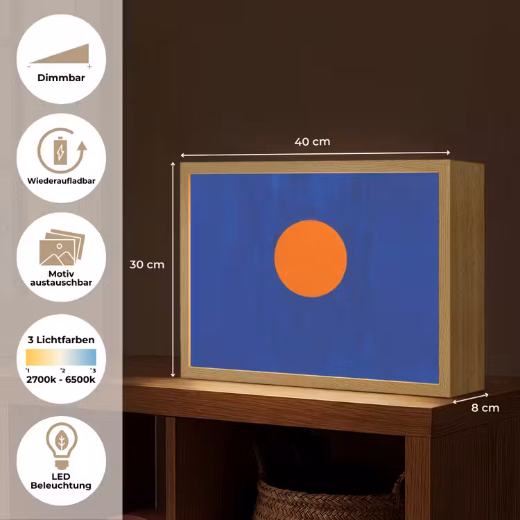 Vorm - Rond - Minimalistisch - Blauw Light Box met batterij (Wandlamp) middel -USP_websiteoverzichtDE