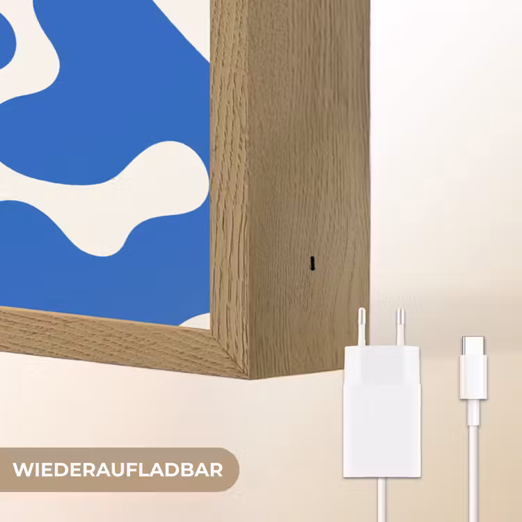 Vormen - Abstract - Blauw - Golven Light Box met batterij (Wandlamp) middel -USP_websiteoplaadbaarDE
