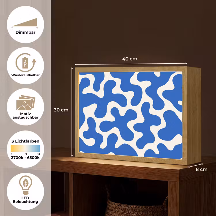 Vormen - Abstract - Blauw - Golven Light Box met batterij (Wandlamp) middel -USP_websiteoverzichtDE