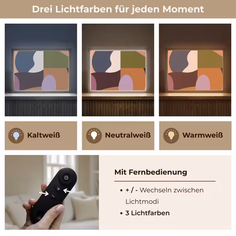 Vormen - Abstract - Kleuren - Vierkant Light Box met batterij (Wandlamp) middel -USP_lichtkleurDE