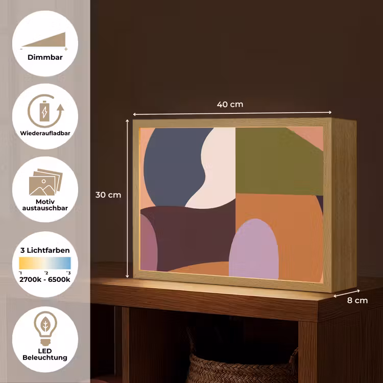 Vormen - Abstract - Kleuren - Vierkant Light Box met batterij (Wandlamp) middel -USP_websiteoverzichtDE