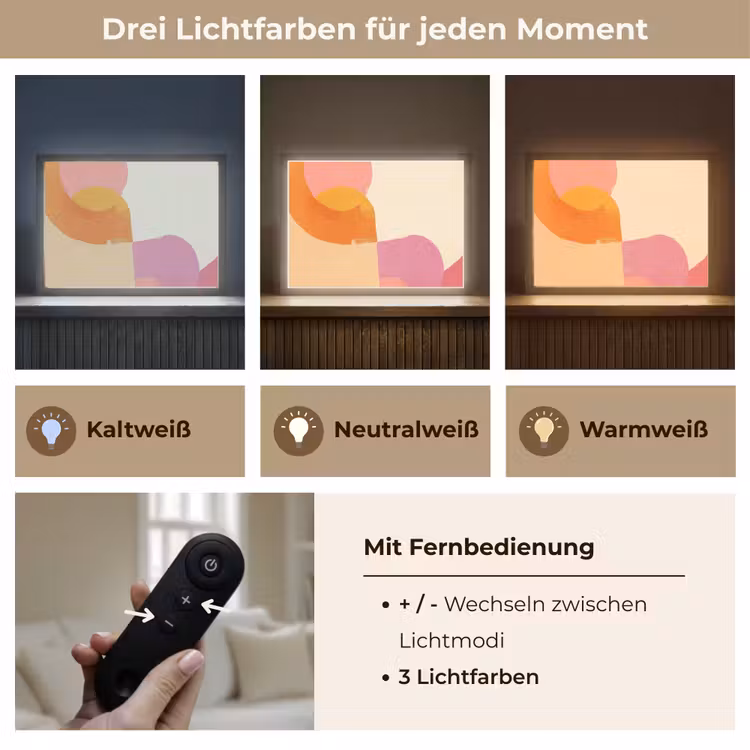 Vormen - Abstract - Kleurrijk Light Box met batterij (Wandlamp) middel -USP_lichtkleurDE