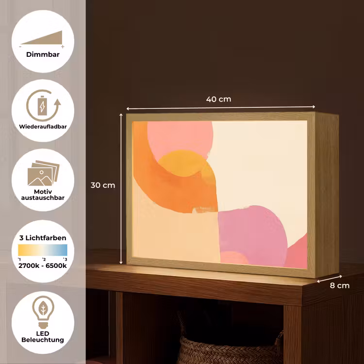 Vormen - Abstract - Kleurrijk Light Box met batterij (Wandlamp) middel -USP_websiteoverzichtDE
