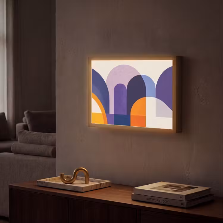 Vormen - Abstract - Grafisch - Oranje Light Box met batterij (Wandlamp) middel -sfeer1