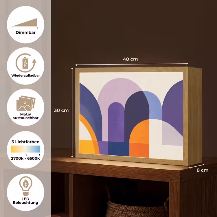 Vormen - Abstract - Grafisch - Oranje Light Box met batterij (Wandlamp) middel -USP_websiteoverzichtDE