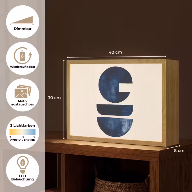 Vormen - Blauw - Abstract Light Box met batterij (Wandlamp) middel -USP_websiteoverzichtDE