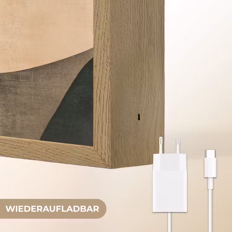 Vormen - Okergeel - Abstract Light Box met batterij (Wandlamp) middel -USP_websiteoplaadbaarDE