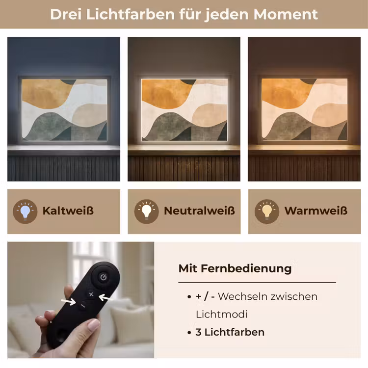 Vormen - Okergeel - Abstract Light Box met batterij (Wandlamp) middel -USP_lichtkleurDE