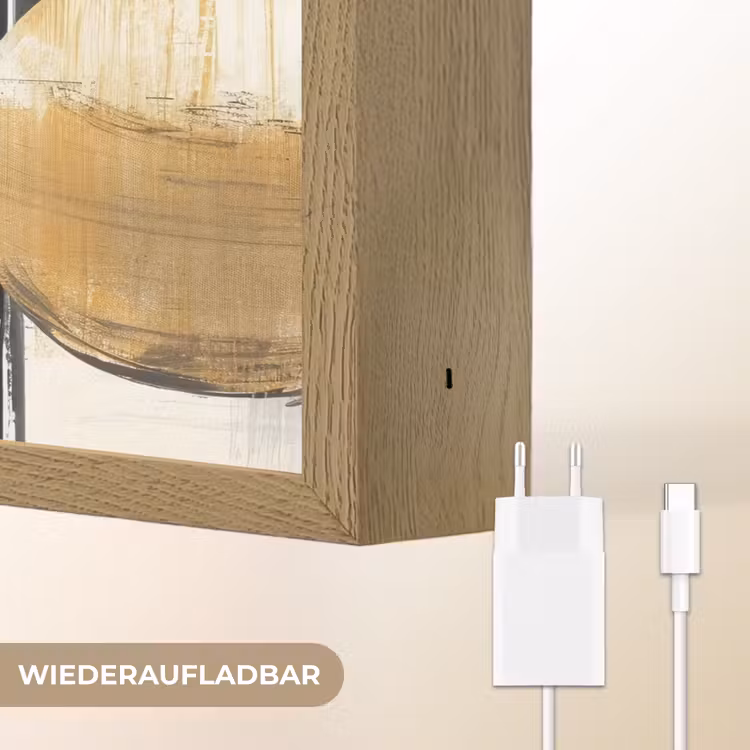 Vormen - Penseelstreken - Abstract - Goud Light Box met batterij (Wandlamp) middel -USP_websiteoplaadbaarDE
