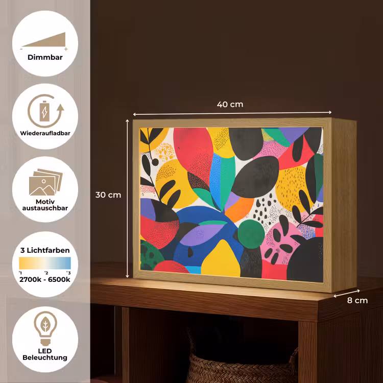Vormen - Stippen - Kleurrijk Light Box met batterij (Wandlamp) middel -USP_websiteoverzichtDE