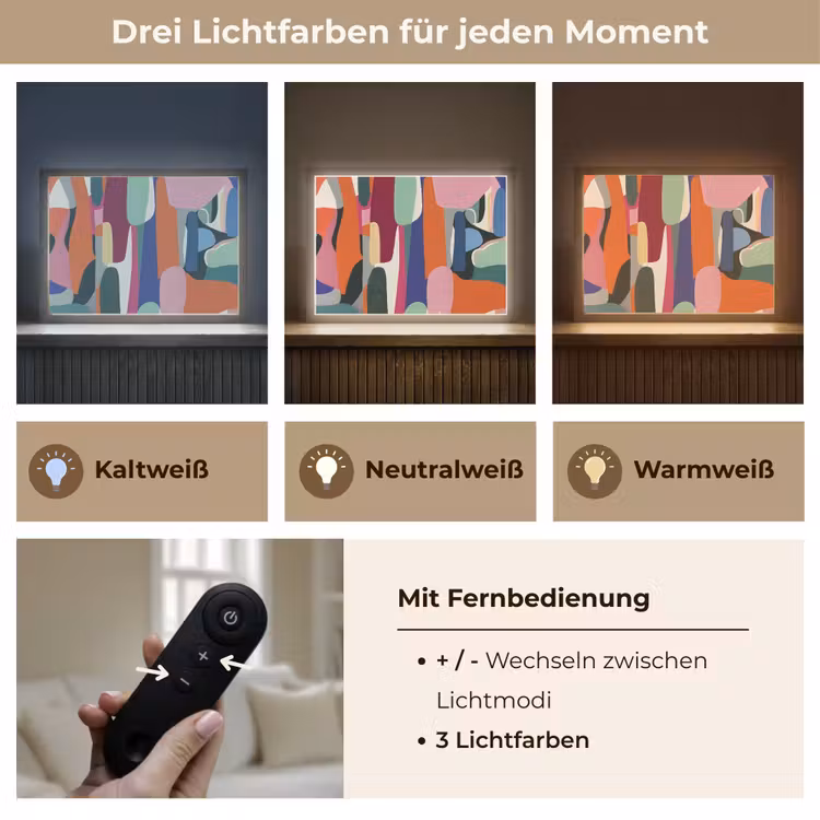 Vormen - Ritmisch - Kleuren - Abstract Light Box met batterij (Wandlamp) middel -USP_lichtkleurDE