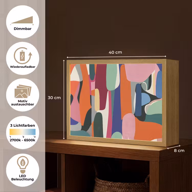 Vormen - Ritmisch - Kleuren - Abstract Light Box met batterij (Wandlamp) middel -USP_websiteoverzichtDE