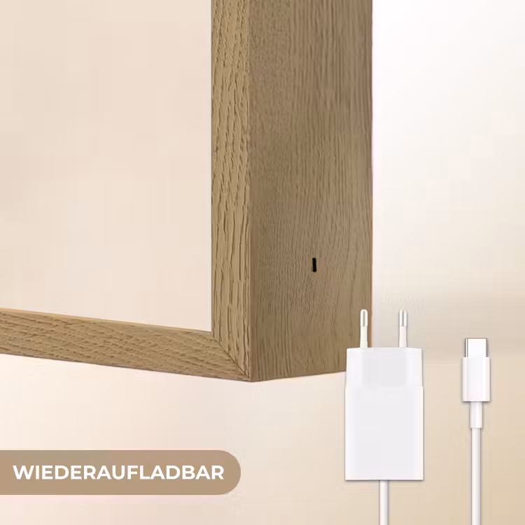 Vormen - Rond - Bladeren - Beige Light Box met batterij (Wandlamp) middel -USP_websiteoplaadbaarDE