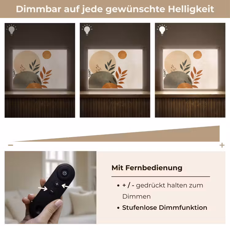 Vormen - Rond - Bladeren - Beige Light Box met batterij (Wandlamp) middel -USP_dimbaarDE