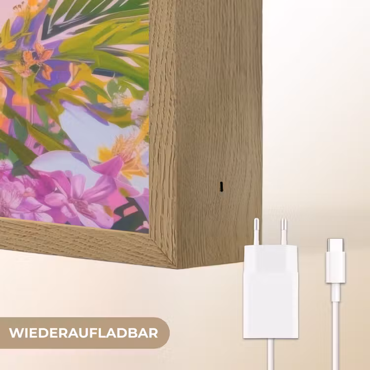 Vrouw - Abstract - Cirkel - Bloemen Light Box met batterij (Wandlamp) middel -USP_websiteoplaadbaarDE
