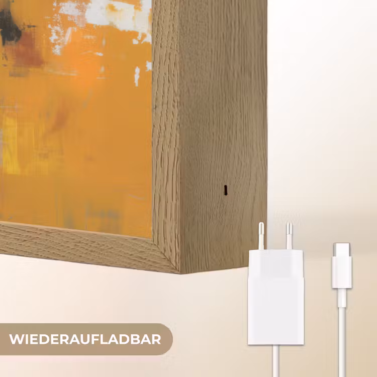 Vrouw - Ogen - Penseelstreken - Geel Light Box met batterij (Wandlamp) middel -USP_websiteoplaadbaarDE