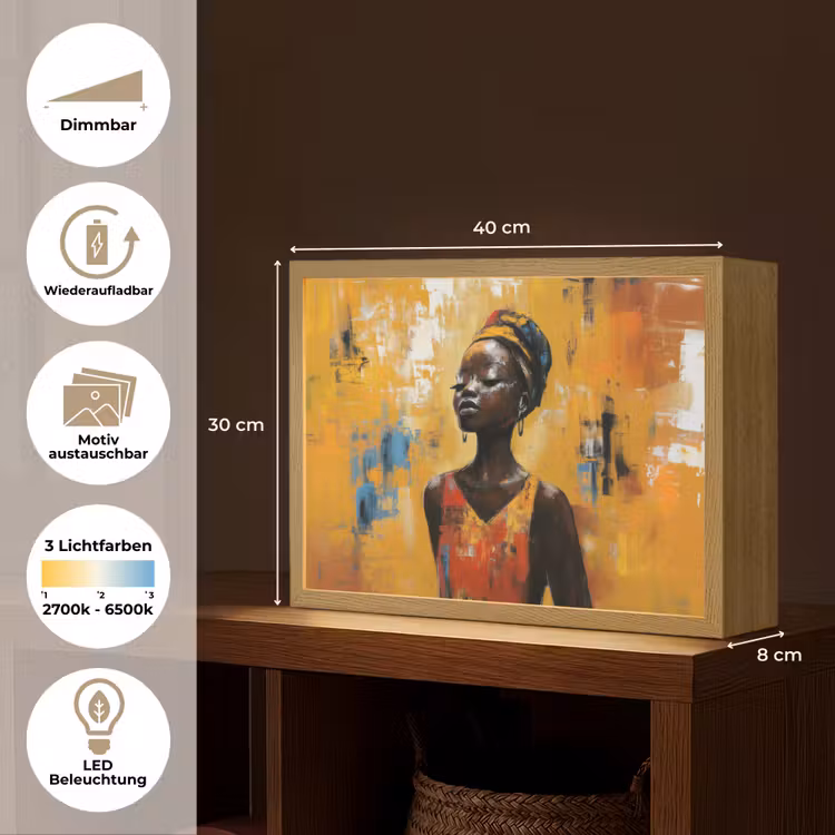 Vrouw - Ogen - Penseelstreken - Geel Light Box met batterij (Wandlamp) middel -USP_websiteoverzichtDE