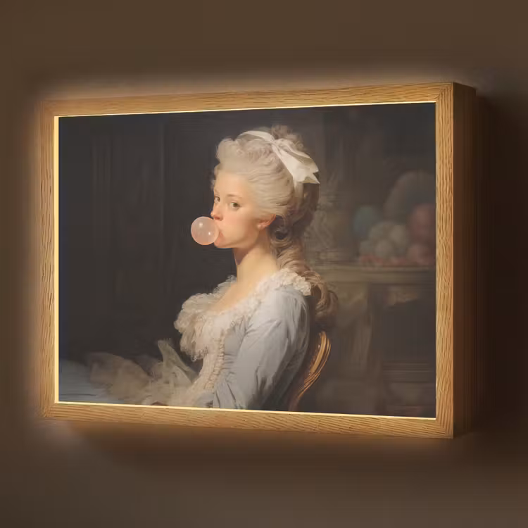 Vrouw - Barokjurk - Kauwgom Light Box met batterij (Wandlamp) middel -z3d_website