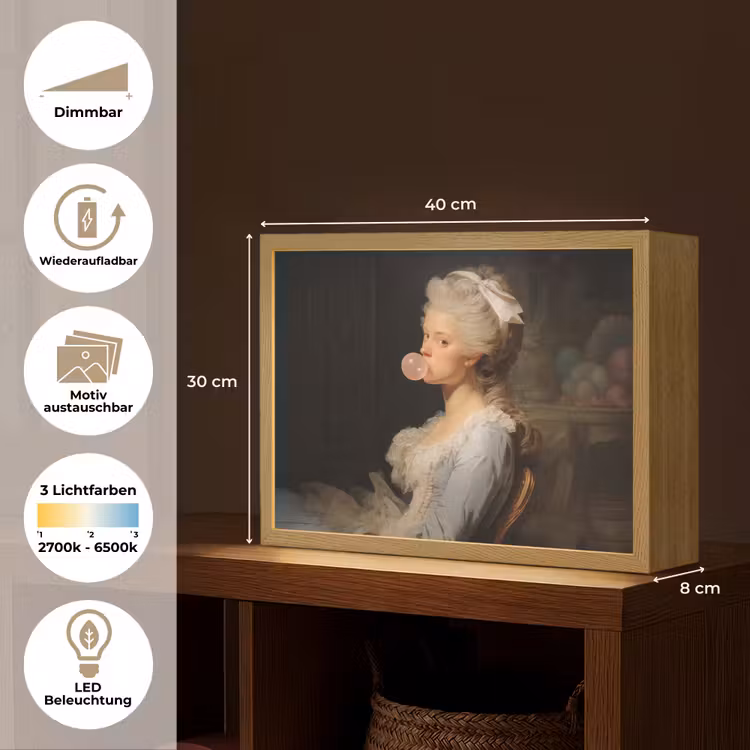 Vrouw - Barokjurk - Kauwgom Light Box met batterij (Wandlamp) middel -USP_websiteoverzichtDE
