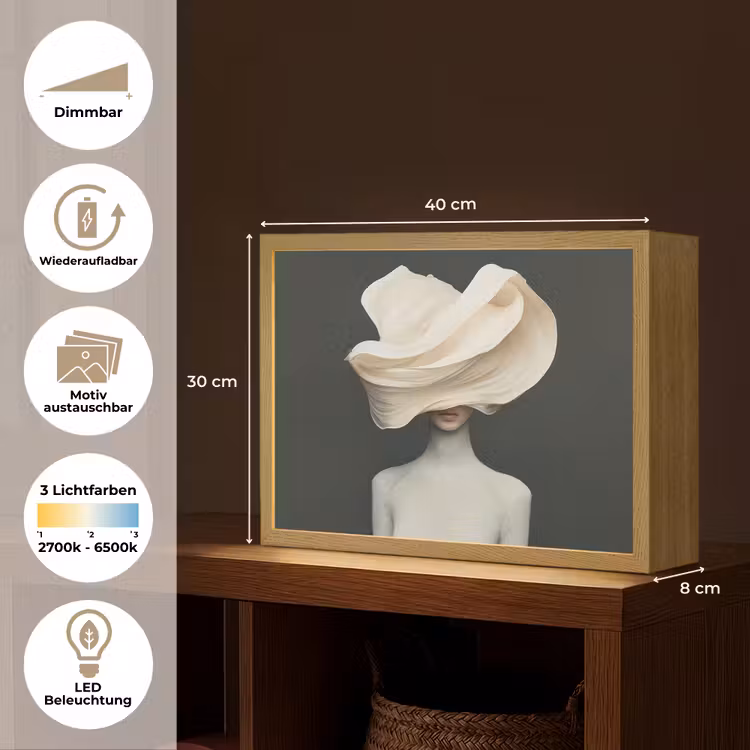 Vrouw - Beige - hoed Light Box met batterij (Wandlamp) middel -USP_websiteoverzichtDE