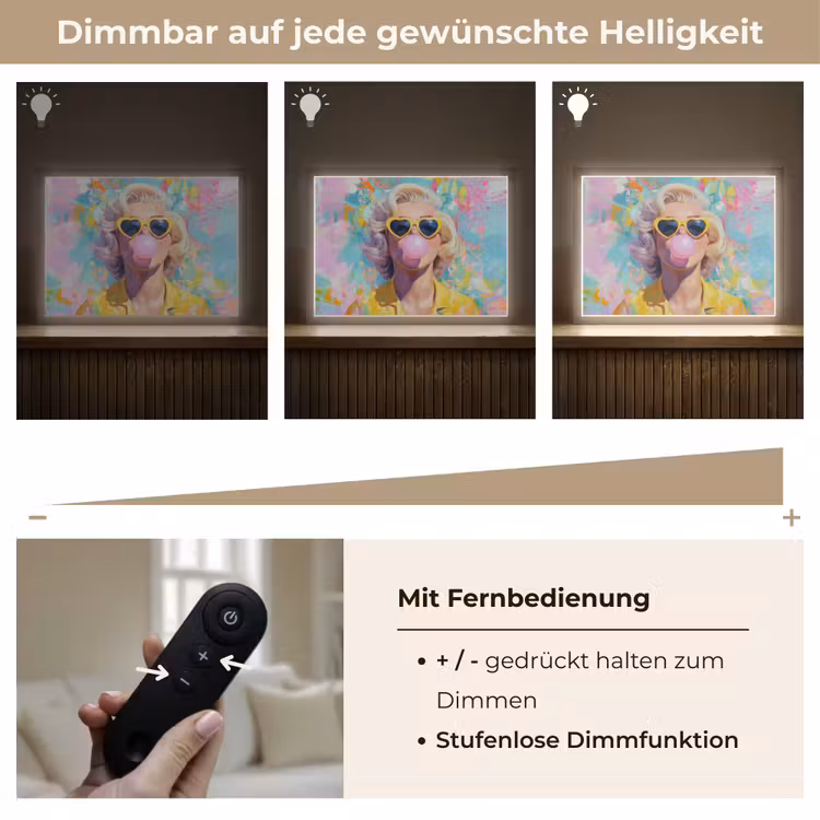 Vrouw - Blond - Roze kauwgom - Kleurrijk - Pastel Light Box met batterij (Wandlamp) middel -USP_dimbaarDE