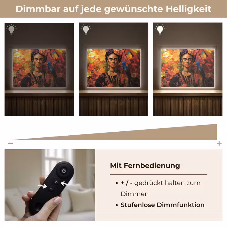 Vrouw - Bloemen - Papegaai - Schilderachtig Light Box met batterij (Wandlamp) middel -USP_dimbaarDE