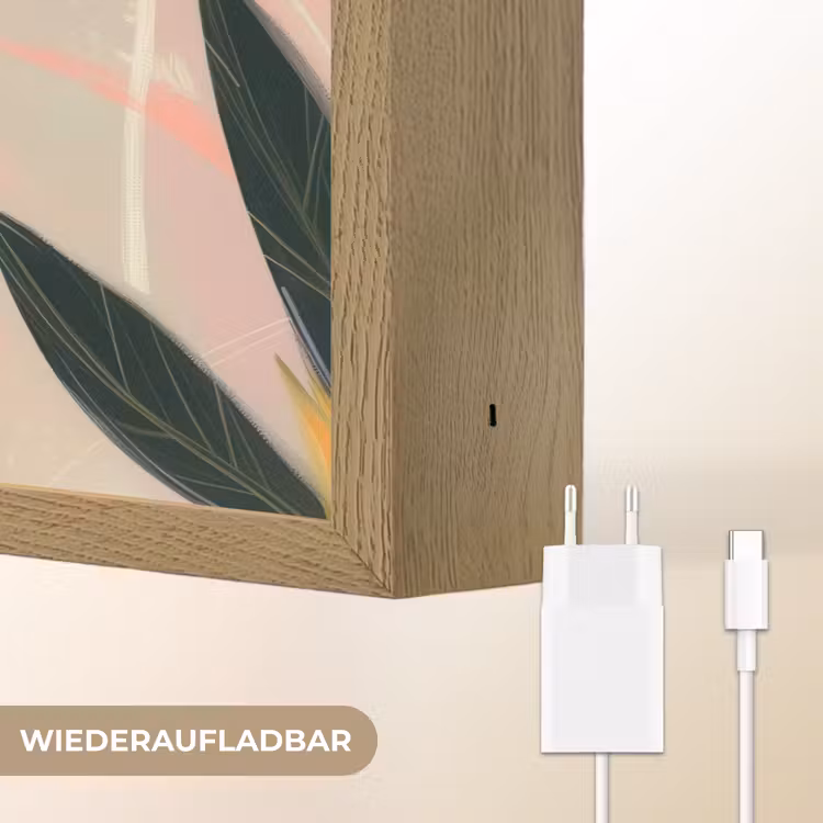 Vrouw - Bloemen - Pastel Light Box met batterij (Wandlamp) middel -USP_websiteoplaadbaarDE