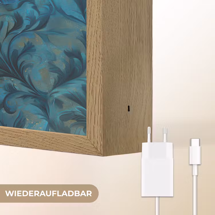 Vrouw - Bloemen - Vlinders - Blauw - Abstract Light Box met batterij (Wandlamp) middel -USP_websiteoplaadbaarDE