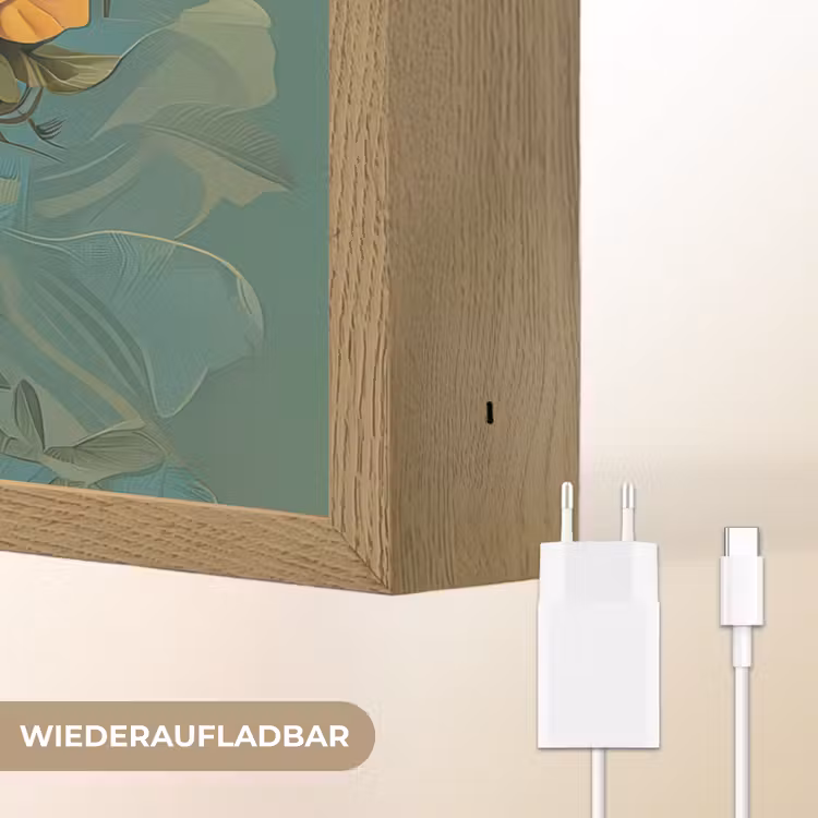 Vrouw - Bloemen - Vlinders - Natuur - Vintage Light Box met batterij (Wandlamp) middel -USP_websiteoplaadbaarDE