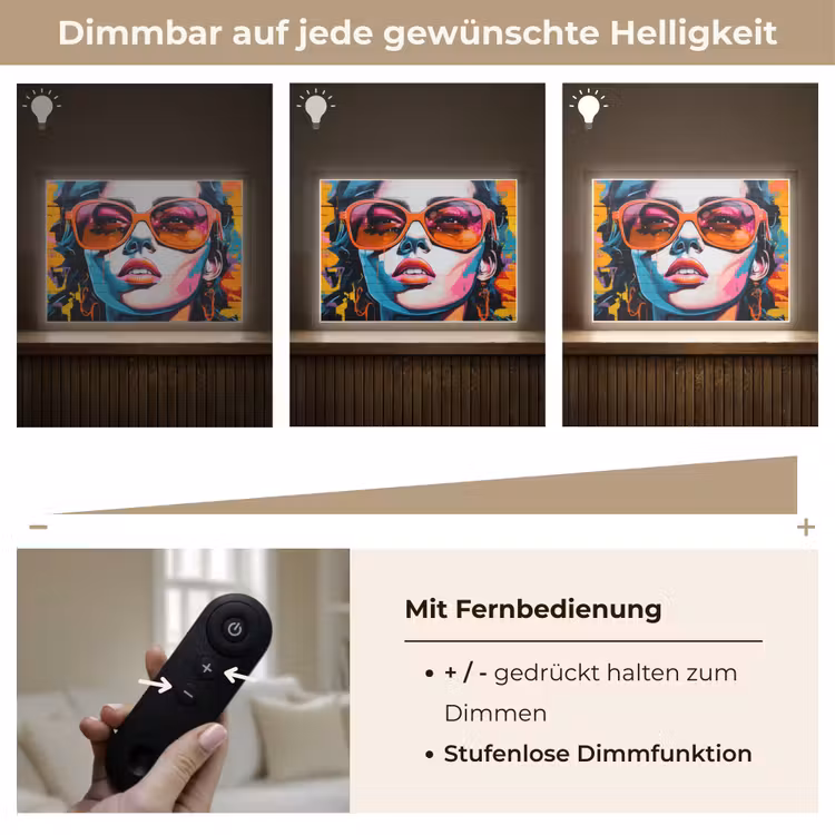Vrouw - Bril - Kleuren - Graffiti Light Box met batterij (Wandlamp) middel -USP_dimbaarDE